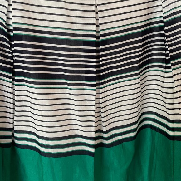 Talbot's Emerald Green Navy Blue White Stripes A-Line Pleated Skirt Size 16P‎ - Picture 4 of 10